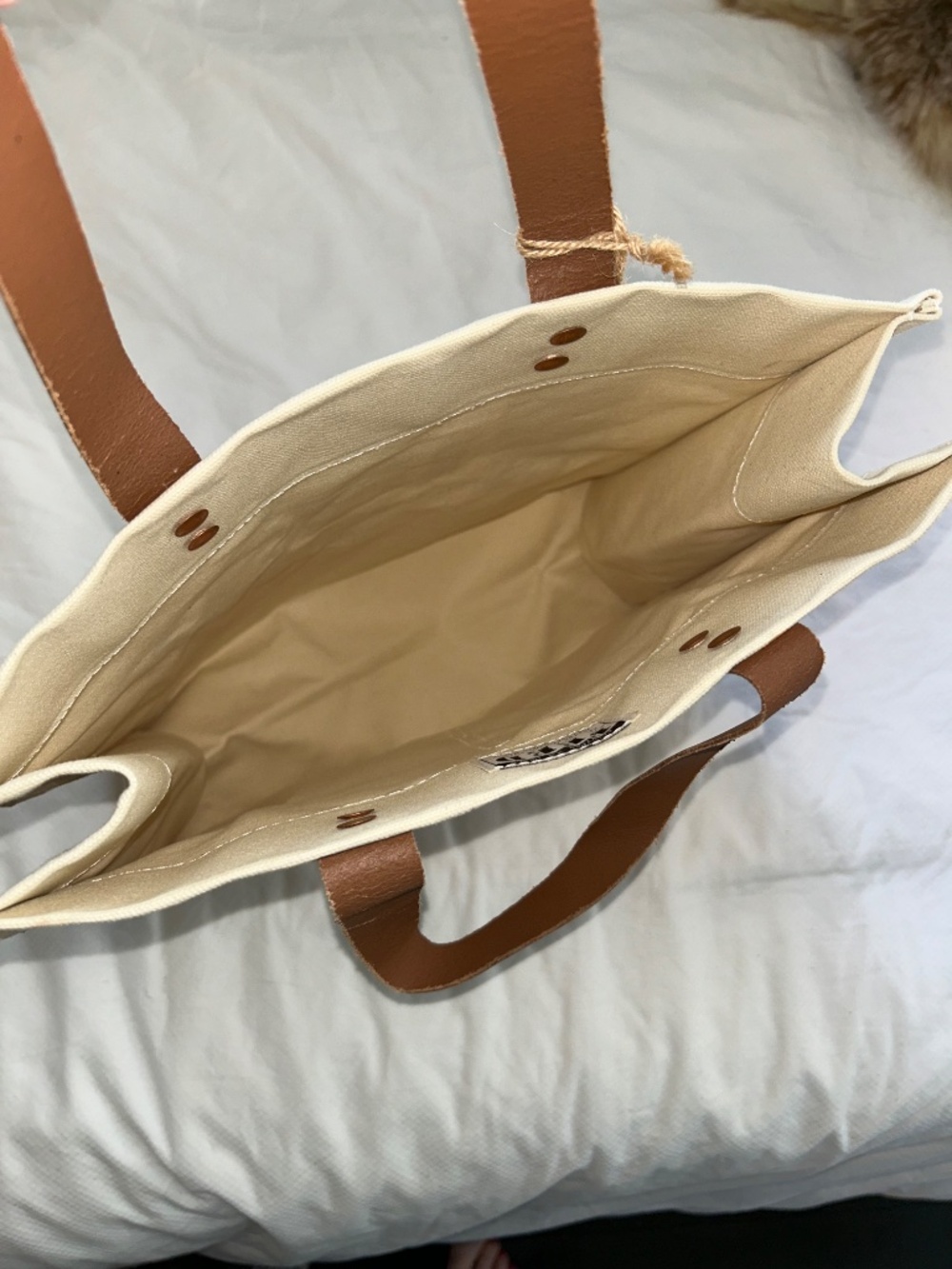 FEED Lauren NEW NWT off white British tanned leather handles tote bag - Picture 5 of 6